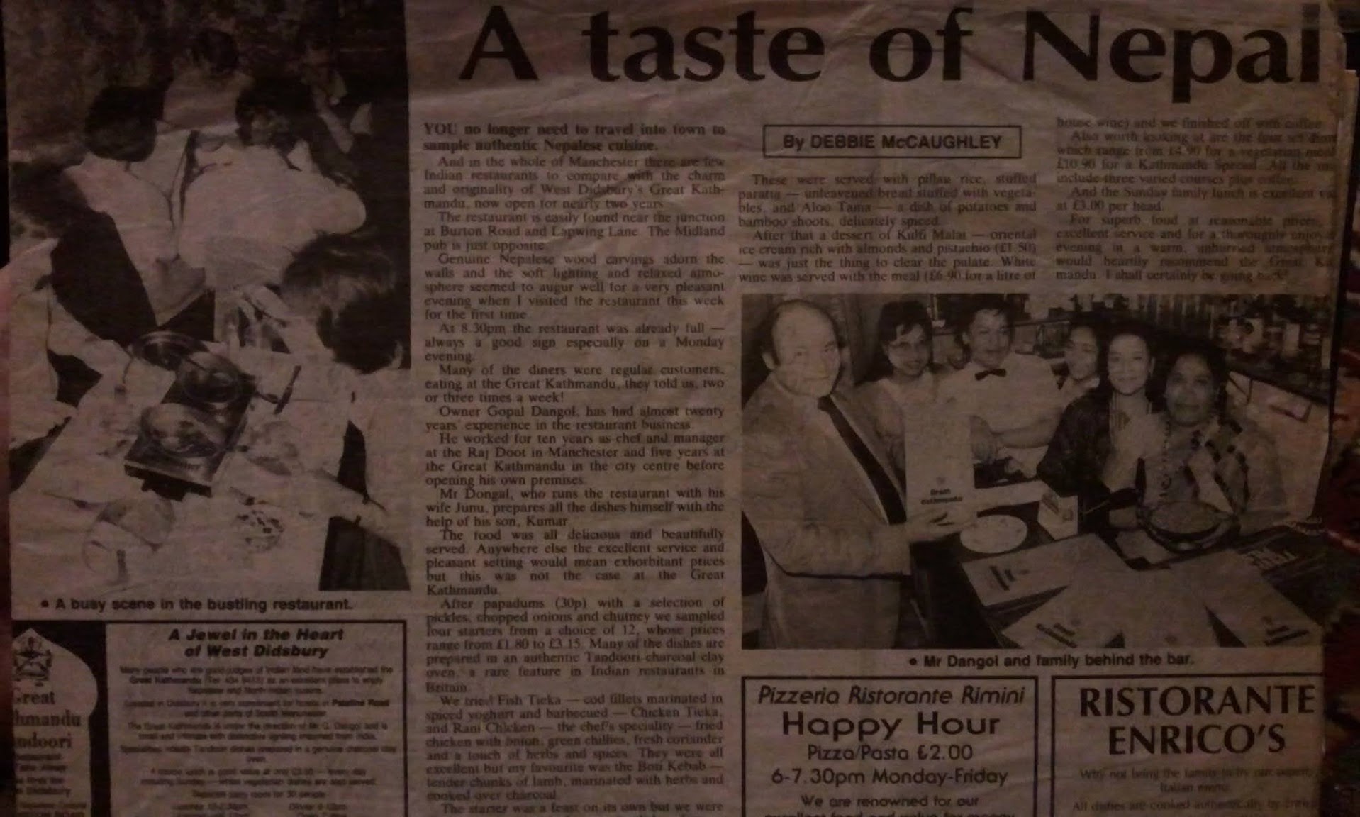 A newspaper clipping about The Great Kathmandu