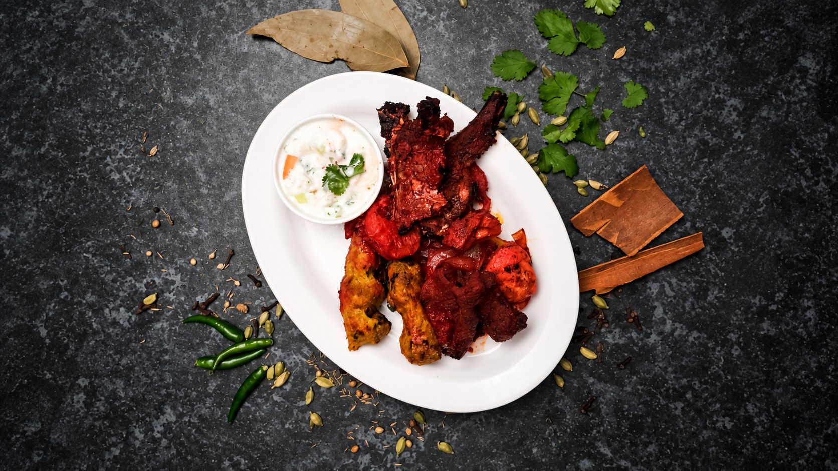 Special mixed grill with tandoori meats and vegetables